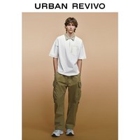 URBAN REVIVO UMM460025+ 半拉链撞色 POLO衫 本白 M