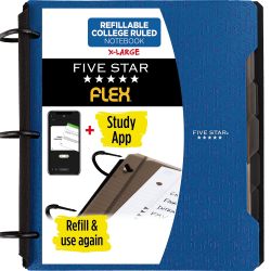 Five Star 活页本可拆卸笔记本 预装80张横格 3cm环扣 蓝色