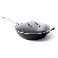 Greenpan 30cm碳钢不粘炒锅煎锅平底锅 适用电磁炉和洗碗机 黑色