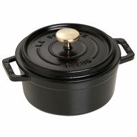 STAUB 珐宝 圆形珐琅铸铁炖锅 12cm双耳锅 哑光黑色 400ml容量 烤箱安全