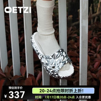 OETZI 冰人奥兹夏季新款榴莲冰山拖鞋女百搭外穿凉拖情侣时尚夏季一字拖