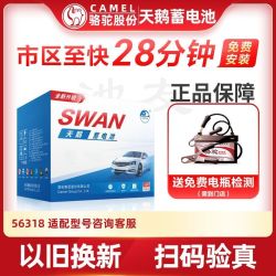 天鹅 多人团，骆驼天鹅DF蓄电池56318适配福特福克斯福睿斯致胜蒙迪欧汽车电瓶