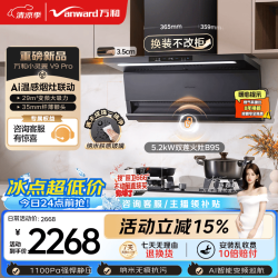 万和 顶侧双吸抽排家用29风量5.2KW燃气灶具V9Pro+B9S(天然气)