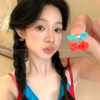 半日逅屿 樱桃甜心夏日多巴胺串珠樱桃耳钉女甜美气质耳环小众设计 樱桃耳钉