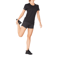 2XU Aero系列 透气速干 黑/银反光 S 女士运动T恤