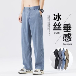 CronetKcnsy 裤子男款2026夏季新款天丝运动薄款阔腿裤