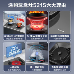华帝 JZT-i10521S 5.2kW猛火 聚能鸳鸯灶具 天然气