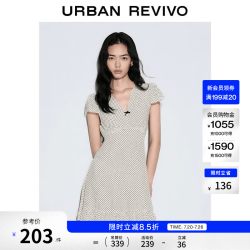 UR UYU760070 波点花边蝴蝶结 米白印花 S 连衣裙