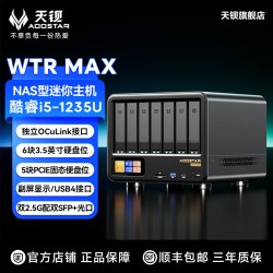 天钡 WTR MAX英特尔酷睿i5-1235U迷你主机MINI PC台式电脑11盘位NAS家用网络存储服务器双2.5G网口双SFP+光口