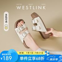 西遇 厚底一字拖 米色 35 女士拖鞋