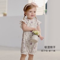 巴厘小猪 女宝宝连体衣夏季小飞袖外出服甜美哈衣新生婴儿衣服