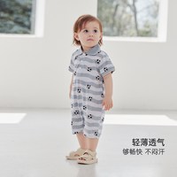 巴厘小猪 男宝宝连体衣夏季polo领短袖新生儿足球哈衣纯棉凉感夏装婴儿衣服