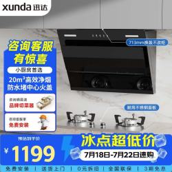 迅达 油烟机灶具家用20m³侧吸式抽吸油烟机5KW燃气灶天然气不锈钢双灶 YC3+Q1SA天
