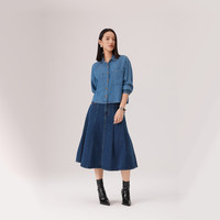 Levi's 美式复古A字百褶牛仔半身裙 中蓝色 S(26)