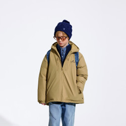 NAUTICA 美式儿童连帽高蓬云盾羽绒服 卡其（赠渔夫帽）