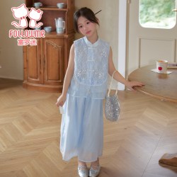 富罗迷 女童夏套装2026夏季新款独特好看时髦洋气小女孩中式两件套