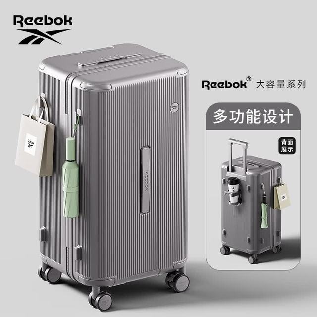 Reebok 行李箱PC拉杆箱多功能大容量旅行密码箱子星河灰24英寸