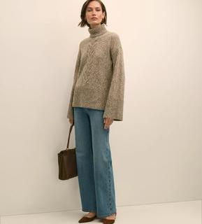 Brooks Brothers 美利奴羊毛混纺绞花高领毛衣