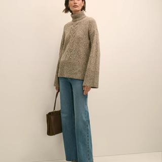 Brooks Brothers 美利奴羊毛混纺绞花高领毛衣