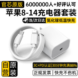 固质优品 苹果充电器充电线氮化镓40/45W适配原装正品快充线套装iPhone14ProMax13 17 16手机15充电头数据线 【苹果8-14系列】30W快充头+闪充线丨1米套装