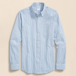 Brooks Brothers Washed Cotton Seersucker Button-Down Collar, Stripe Sport Shirt