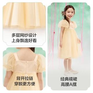 巴拉巴拉 女童国风网纱泡泡袖连衣裙