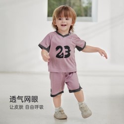 巴厘小猪 网眼透气 莓果紫 100cm 儿童运动套装