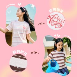 安踏 儿童短袖女童短袖衫2026年夏季新款中大童条纹短T