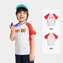 安踏 儿童T恤男小童中国印花短袖衫2026新款宝宝透爽速干圆领运动T