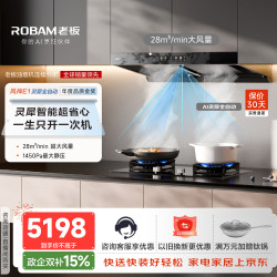 老板 E1+E2P猛火双边定时灶静音大吸力吸排抽油烟机燃气灶套装
