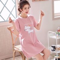 CKRYZ 可爱小猫图案 短袖中长款 M码 女士睡裙