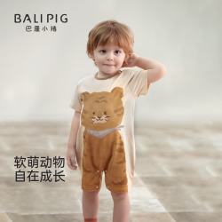 巴厘小猪 婴儿夏薄款衣服幼儿短袖哈衣