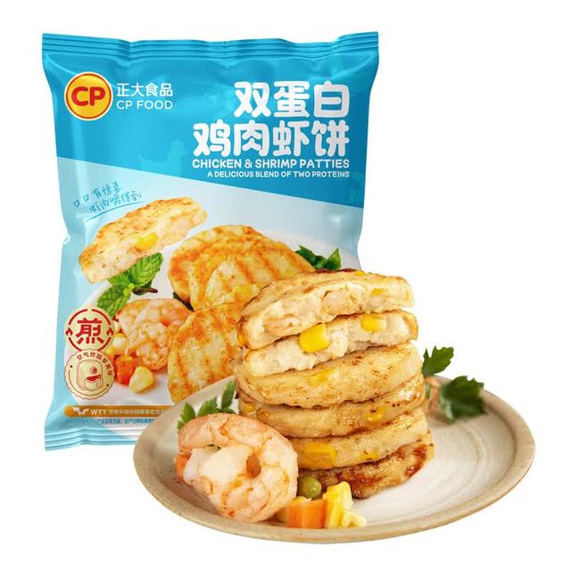正大食品 双蛋白鸡肉鲜虾饼240g*5袋