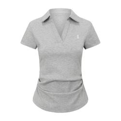 安欧兔 冰皮面料 Polo衫 女士短袖上衣