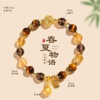 洛梵欣饰 新中式海蓝宝紫水晶串珠手链女时尚感吞金兽福牌水晶手串首饰 黄虎眼吞金兽手链