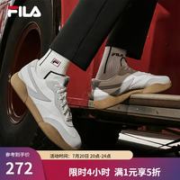 FILA 官方男鞋复古板鞋2025春新款企鹅鞋德训鞋休闲鞋 雪白/黄昏灰-BM 41