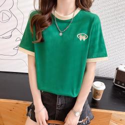 JSW//JEANS JSW JEANS 女款夏季简约百搭圆领短袖T恤可爱印花设计感正肩上衣