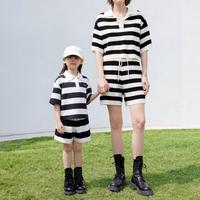 Little MO&CO. 童装夏装女童亲子装休闲条纹短裤子