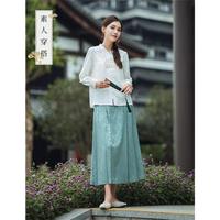 茵曼 女士长袖绣花衬衫 春秋款