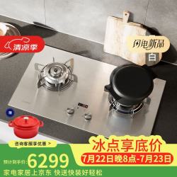 FUJIOH 天然气燃气灶肖特玻璃大火力可定时防干烧双灶台两眼灶具JZ