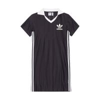 adidas 三叶草 夏季女子复古穿搭舒适透气运动休闲翻领短袖连衣裙