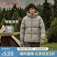 坦博尔 羽绒服男短款宽松休闲90绒连帽外套潮冬装TF236353 晴雾色 M (170) 170