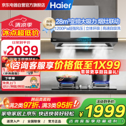 海尔 抽油烟机 新欧式顶吸28立方立体环吸大风量 1200PA大风压 一级能效 烟灶联动高频自清洁烟机T81