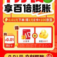京东 E卡一分购 0.01元得1元e卡+100京豆