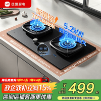 优盟 燃气灶家用大火力煤气灶双灶具 猛火天然气 液化气灶台式 嵌入式 两用双头灶 家电补贴