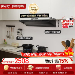 名气 顶侧一体30大吸力超薄平嵌抽吸排油烟机搭6520