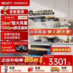 名气 老板出品超薄平嵌变频26立方风量欧式顶吸式纤薄家用大吸力燃气灶烟灶套装 四件