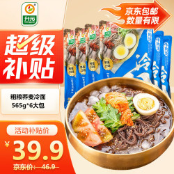 升元 荞麦冷面含料包565g*6袋朝鲜冷面主食代餐方便面杂粮面条速食 荞麦冷面565g*6