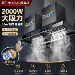 欧兰宝 农村柴火灶家用大吸力油烟机土灶抽烟机商用大功率烟机中岛式炸鸡店大锅灶免清静音节能洗铜电机