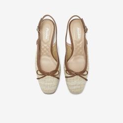 Bata 羊皮包头凉鞋女春编织优雅通勤百搭凉鞋AOJ24AH5只39
